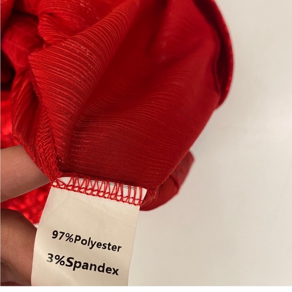 Queen Of Sparkles || Swing Shorts Pleated Smocked Red Metallic XS - Picture 14 of 14